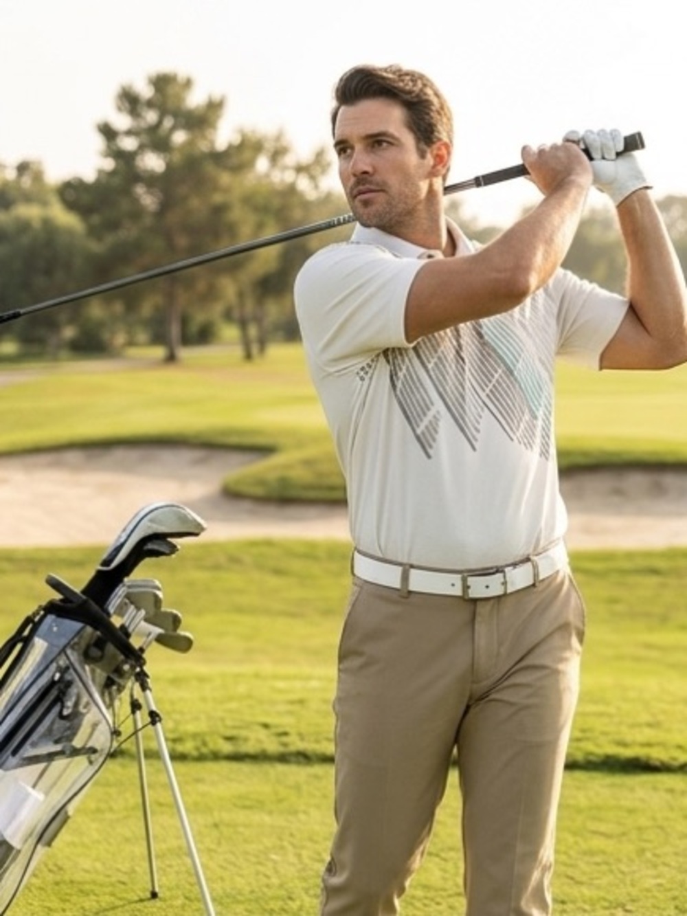 Men's White Golf Polo Shirt - Performance Short Sleeve